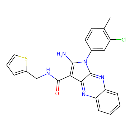 2-amino-1-(3-chloro-4-methylphenyl)-N-(thiophen-2-ylmethyl)-1H-pyrrolo[2,3-b]quinoxaline-3-carboxamide structure