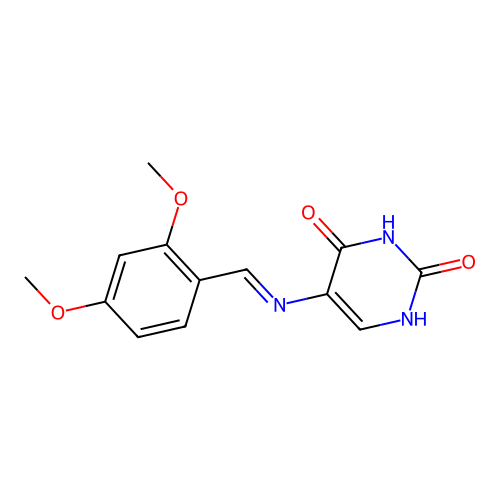 5-{[(E)-(2,4-dimethoxyphenyl)methylidene]amino}pyrimidine-2,4-diol structure