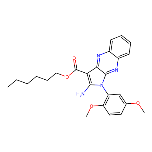 hexyl 2-amino-1-(2,5-dimethoxyphenyl)-1H-pyrrolo[2,3-b]quinoxaline-3-carboxylate structure