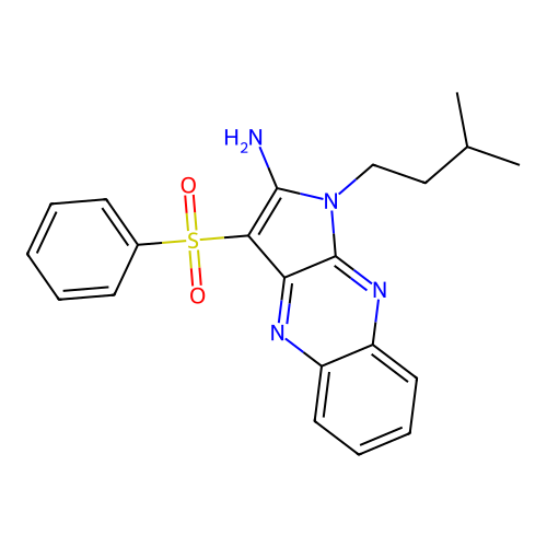 1-(3-methylbutyl)-3-(phenylsulfonyl)-1H-pyrrolo[2,3-b]quinoxalin-2-amine structure