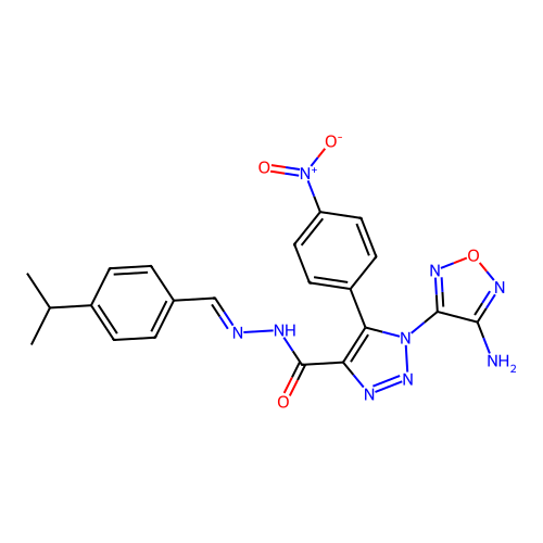 (E)-1-(4-amino-1,2,5-oxadiazol-3-yl)-N'-(4-isopropylbenzylidene)-5-(4-nitrophenyl)-1H-1,2,3-triazole-4-carbohydrazide structure