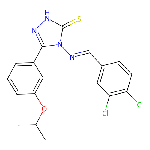 (E)-4-((3,4-dichlorobenzylidene)amino)-5-(3-isopropoxyphenyl)-4H-1,2,4-triazole-3-thiol structure