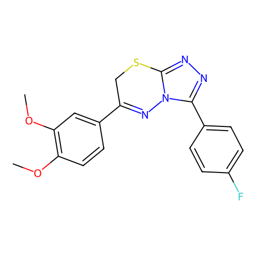 6-(3,4-dimethoxyphenyl)-3-(4-fluorophenyl)-7H-[1,2,4]triazolo[3,4-b][1,3,4]thiadiazine structure