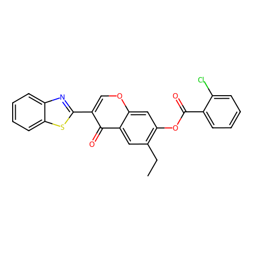3-Benzothiazol-2-yl-6-ethyl-4-oxochromen-7-yl 2-chlorobenzoate structure