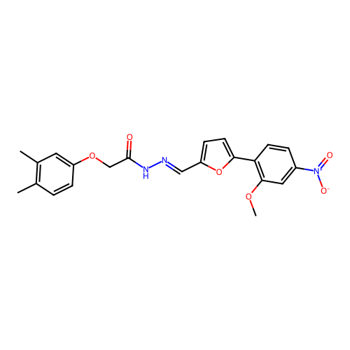 2-(3,4-dimethylphenoxy)-N'-{(E)-[5-(2-methoxy-4-nitrophenyl)furan-2-yl]methylidene}acetohydrazide structure