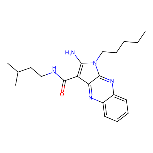 2-amino-N-(3-methylbutyl)-1-pentyl-1H-pyrrolo[2,3-b]quinoxaline-3-carboxamide structure