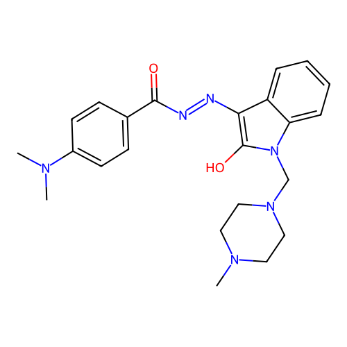 (Z)-4-(dimethylamino)-N'-(1-((4-methylpiperazin-1-yl)methyl)-2-oxoindolin-3-ylidene)benzohydrazide structure