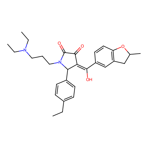 (4E)-1-[3-(diethylamino)propyl]-5-(4-ethylphenyl)-4-[hydroxy-(2-methyl-2,3-dihydro-1-benzofuran-5-yl)methylidene]pyrrolidine-2,3-dione structure