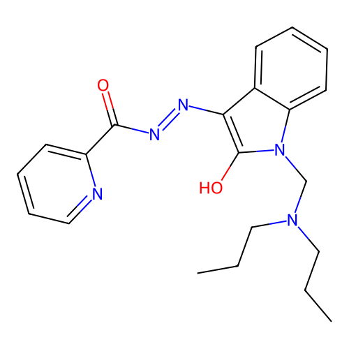 (Z)-N'-(1-((dipropylamino)methyl)-2-oxoindolin-3-ylidene)picolinohydrazide structure