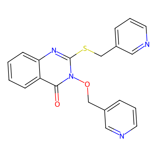 3-(pyridin-3-ylmethoxy)-2-[(pyridin-3-ylmethyl)sulfanyl]quinazolin-4(3H)-one structure