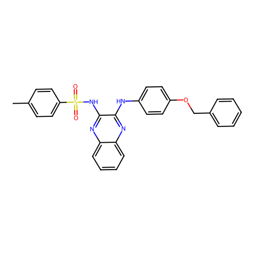 4-methyl-N-[3-(4-phenylmethoxyanilino)quinoxalin-2-yl]benzenesulfonamide structure