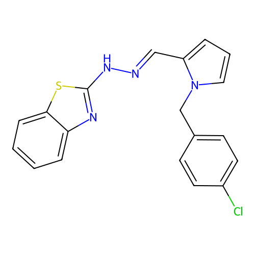 (E)-2-(2-((1-(4-chlorobenzyl)-1H-pyrrol-2-yl)methylene)hydrazinyl)benzo[d]thiazole structure