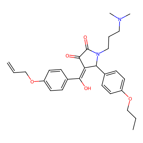 (4E)-1-[3-(dimethylamino)propyl]-4-[hydroxy-(4-prop-2-enoxyphenyl)methylidene]-5-(4-propoxyphenyl)pyrrolidine-2,3-dione structure
