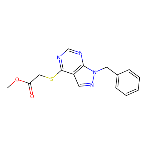 methyl [(1-benzyl-1H-pyrazolo[3,4-d]pyrimidin-4-yl)sulfanyl]acetate structure