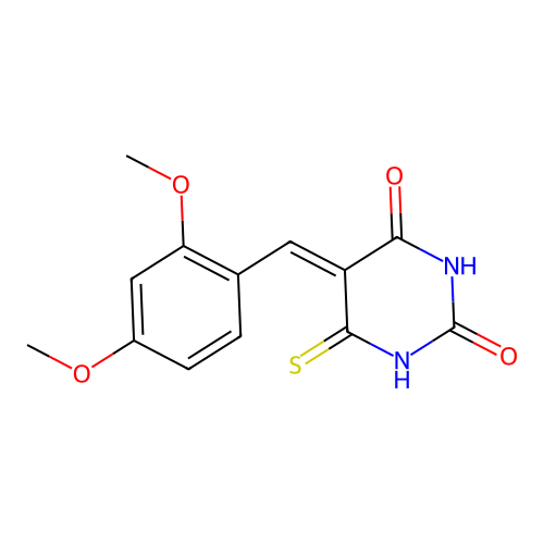 (5Z)-5-(2,4-dimethoxybenzylidene)-2-hydroxy-6-sulfanylpyrimidin-4(5H)-one structure
