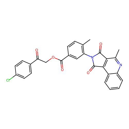 [2-(4-chlorophenyl)-2-oxoethyl] 4-methyl-3-(4-methyl-1,3-dioxopyrrolo[3,4-c]quinolin-2-yl)benzoate structure