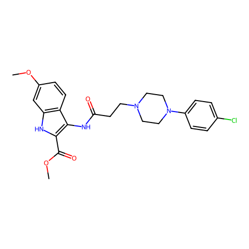 Methyl 3-[3-[4-(4-chlorophenyl)piperazin-1-yl]propanoylamino]-6-methoxy-1H-indole-2-carboxylate structure