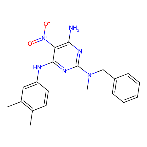 {4-Amino-6-[(3,4-dimethylphenyl)amino]-5-nitropyrimidin-2-yl}methylbenzylamine structure