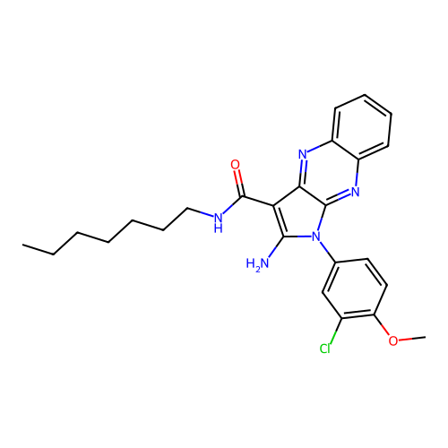 2-amino-1-(3-chloro-4-methoxyphenyl)-N-heptyl-1H-pyrrolo[2,3-b]quinoxaline-3-carboxamide structure