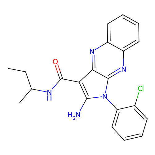 2-amino-N-(butan-2-yl)-1-(2-chlorophenyl)-1H-pyrrolo[2,3-b]quinoxaline-3-carboxamide structure