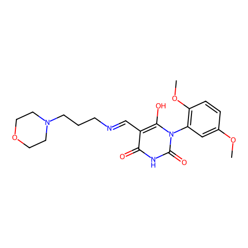 1-(2,5-dimethoxyphenyl)-5-[(3-morpholin-4-ylpropylamino)methylidene]-1,3-diazinane-2,4,6-trione structure