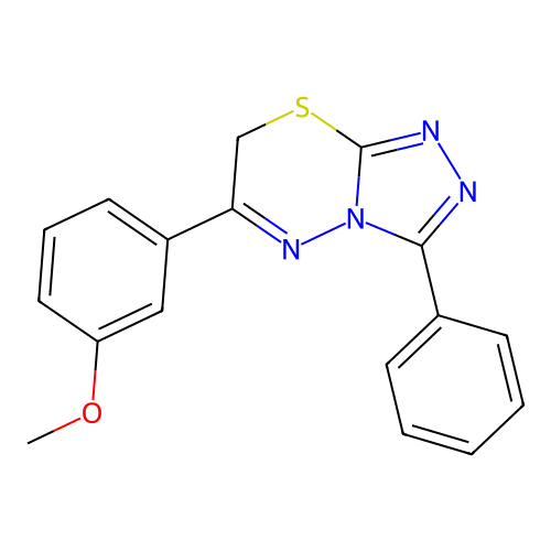 6-(3-methoxyphenyl)-3-phenyl-7H-[1,2,4]triazolo[3,4-b][1,3,4]thiadiazine structure