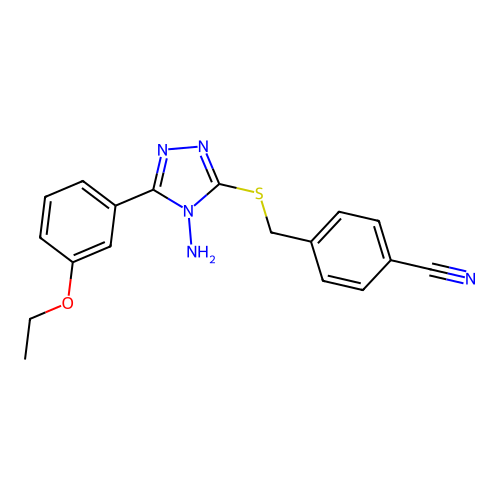 4-(((4-amino-5-(3-ethoxyphenyl)-4H-1,2,4-triazol-3-yl)thio)methyl)benzonitrile structure