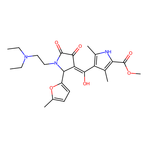 4-[1-(2-Diethylamino-ethyl)-4-hydroxy-2-(5-methyl-furan-2-yl)-5-oxo-2,5-dihydro-1H-pyrrole-3-carbonyl]- 3,5-dimethyl-1H-pyrrole-2-carboxylic acid methyl ester structure