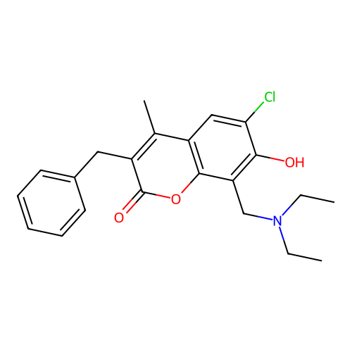 3-benzyl-6-chloro-8-[(diethylamino)methyl]-7-hydroxy-4-methyl-2H-chromen-2-one structure