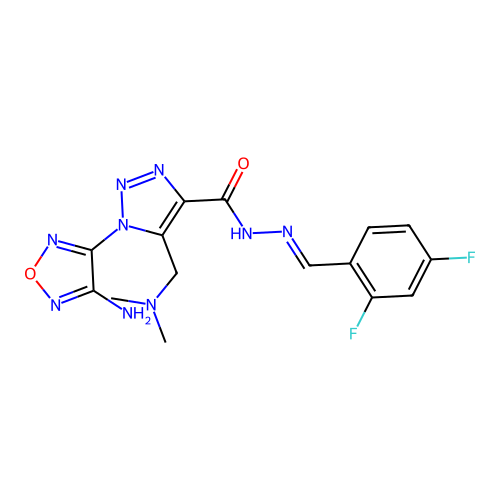 1-(4-amino-1,2,5-oxadiazol-3-yl)-N'-[(E)-(2,4-difluorophenyl)methylidene]-5-[(dimethylamino)methyl]-1H-1,2,3-triazole-4-carbohydrazide structure