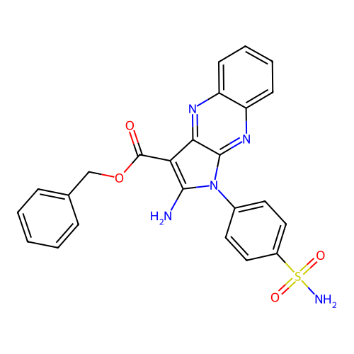 benzyl 2-amino-1-(4-sulfamoylphenyl)-1H-pyrrolo[2,3-b]quinoxaline-3-carboxylate structure