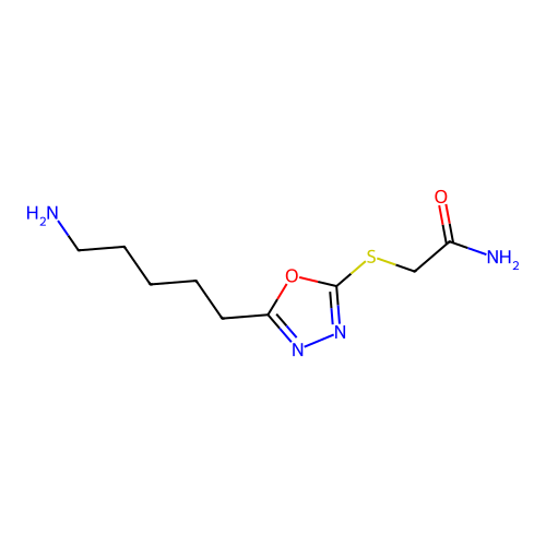 2-{[5-(5-Aminopentyl)-1,3,4-oxadiazol-2-yl]sulfanyl}acetamide structure