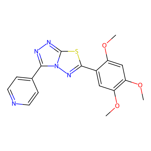 3-(pyridin-4-yl)-6-(2,4,5-trimethoxyphenyl)-[1,2,4]triazolo[3,4-b][1,3,4]thiadiazole structure