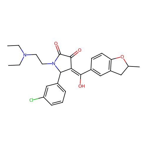 (4E)-5-(3-chlorophenyl)-1-(2-diethylaminoethyl)-4-[hydroxy-(2-methyl-2,3-dihydro-1-benzofuran-5-yl)methylidene]pyrrolidine-2,3-dione structure