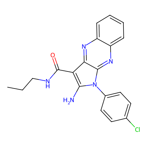 2-amino-1-(4-chlorophenyl)-N-propyl-1H-pyrrolo[2,3-b]quinoxaline-3-carboxamide structure