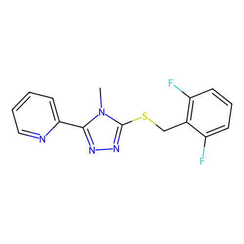 2-{5-[(2,6-difluorobenzyl)sulfanyl]-4-methyl-4H-1,2,4-triazol-3-yl}pyridine structure