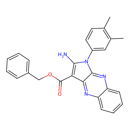 benzyl 2-amino-1-(3,4-dimethylphenyl)-1H-pyrrolo[2,3-b]quinoxaline-3-carboxylate structure