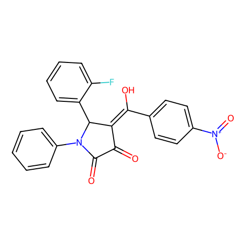 5-(2-fluorophenyl)-4-[hydroxy-(4-nitrophenyl)methylidene]-1-phenyl-pyrrolidine-2,3-dione structure