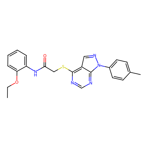 N-(2-ethoxyphenyl)-2-((1-(p-tolyl)-1H-pyrazolo[3,4-d]pyrimidin-4-yl)thio)acetamide structure