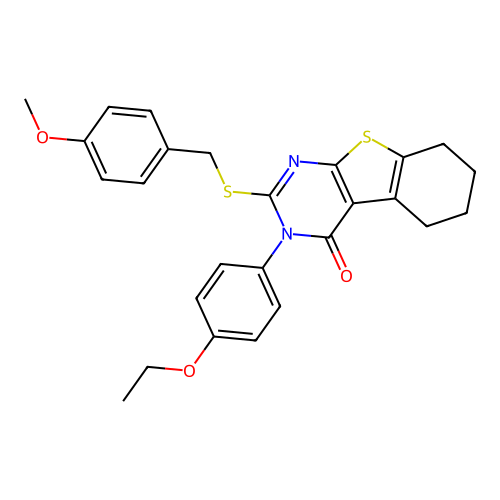 3-(4-ethoxyphenyl)-2-((4-methoxybenzyl)thio)-5,6,7,8-tetrahydrobenzo[4,5]thieno[2,3-d]pyrimidin-4(3H)-one structure