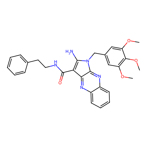 2-amino-N-phenethyl-1-(3,4,5-trimethoxybenzyl)-1H-pyrrolo[2,3-b]quinoxaline-3-carboxamide structure