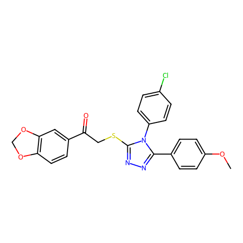 1-(1,3-benzodioxol-5-yl)-2-[[4-(4-chlorophenyl)-5-(4-methoxyphenyl)-1,2,4-triazol-3-yl]sulfanyl]ethanone structure