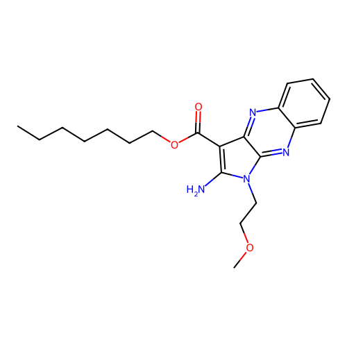 heptyl 2-amino-1-(2-methoxyethyl)-1H-pyrrolo[2,3-b]quinoxaline-3-carboxylate structure