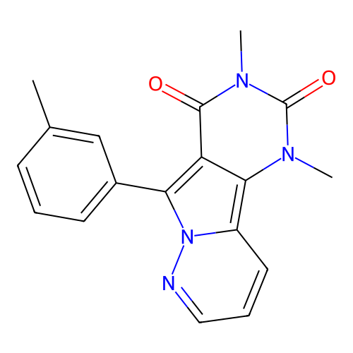 5,7-Dimethyl-9-m-tolyl-5H-1,5,7,9a-tetraaza-fluorene-6,8-dione structure