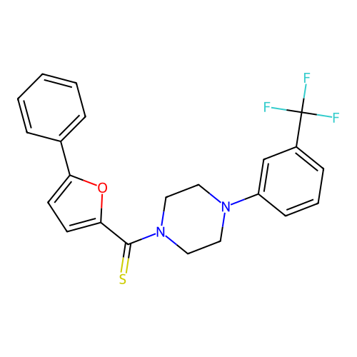 (5-Phenylfuran-2-yl)(4-(3-(trifluoromethyl)phenyl)piperazin-1-yl)methanethione structure