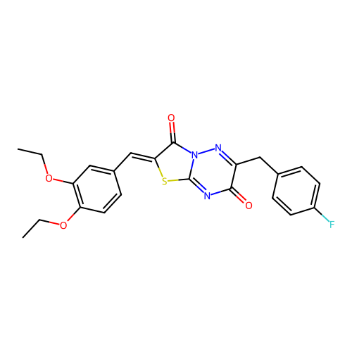 (Z)-2-(3,4-diethoxybenzylidene)-6-(4-fluorobenzyl)-2H-thiazolo[3,2-b][1,2,4]triazine-3,7-dione structure