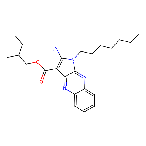 2-methylbutyl 2-amino-1-heptyl-1H-pyrrolo[2,3-b]quinoxaline-3-carboxylate structure