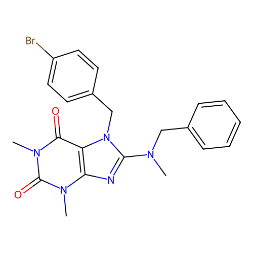 8-(benzyl(methyl)amino)-7-(4-bromobenzyl)-1,3-dimethyl-1H-purine-2,6(3H,7H)-dione structure