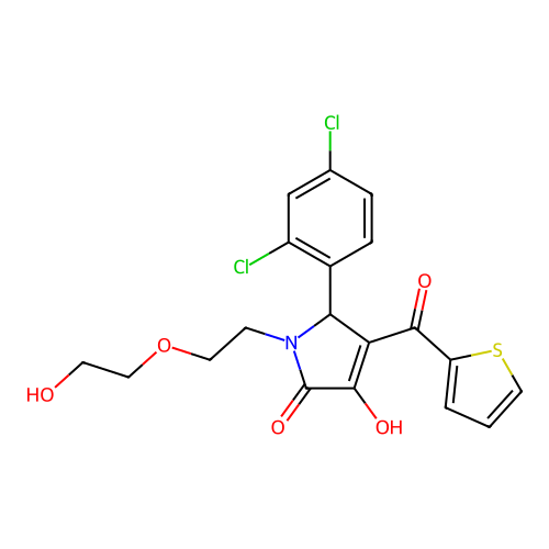 (4E)-5-(2,4-dichlorophenyl)-1-[2-(2-hydroxyethoxy)ethyl]-4-[hydroxy(thiophen-2-yl)methylidene]pyrrolidine-2,3-dione structure