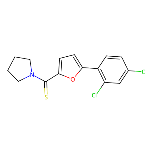 (5-(2,4-Dichlorophenyl)furan-2-yl)(pyrrolidin-1-yl)methanethione structure